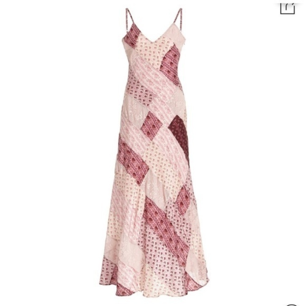 LoveShackFancy Pink Patchwork Maxi Slip Dress